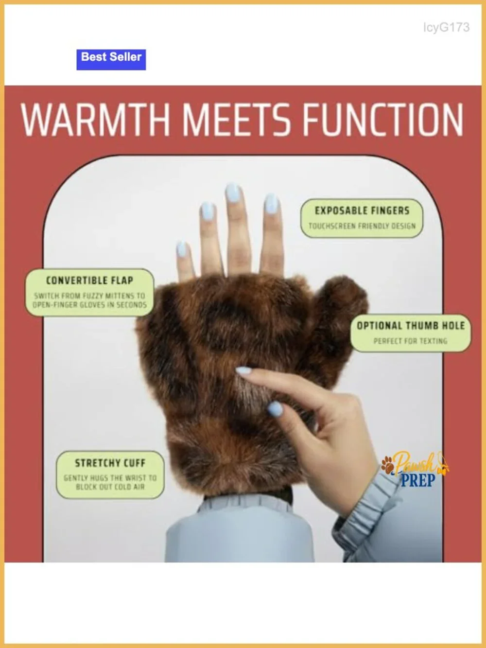 Faux Fur Convertible Flip Mittens - Warm Fingerless Gloves